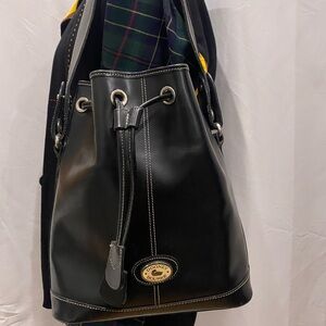 Dooney & Bourke Black Leather Drawstring Backpack